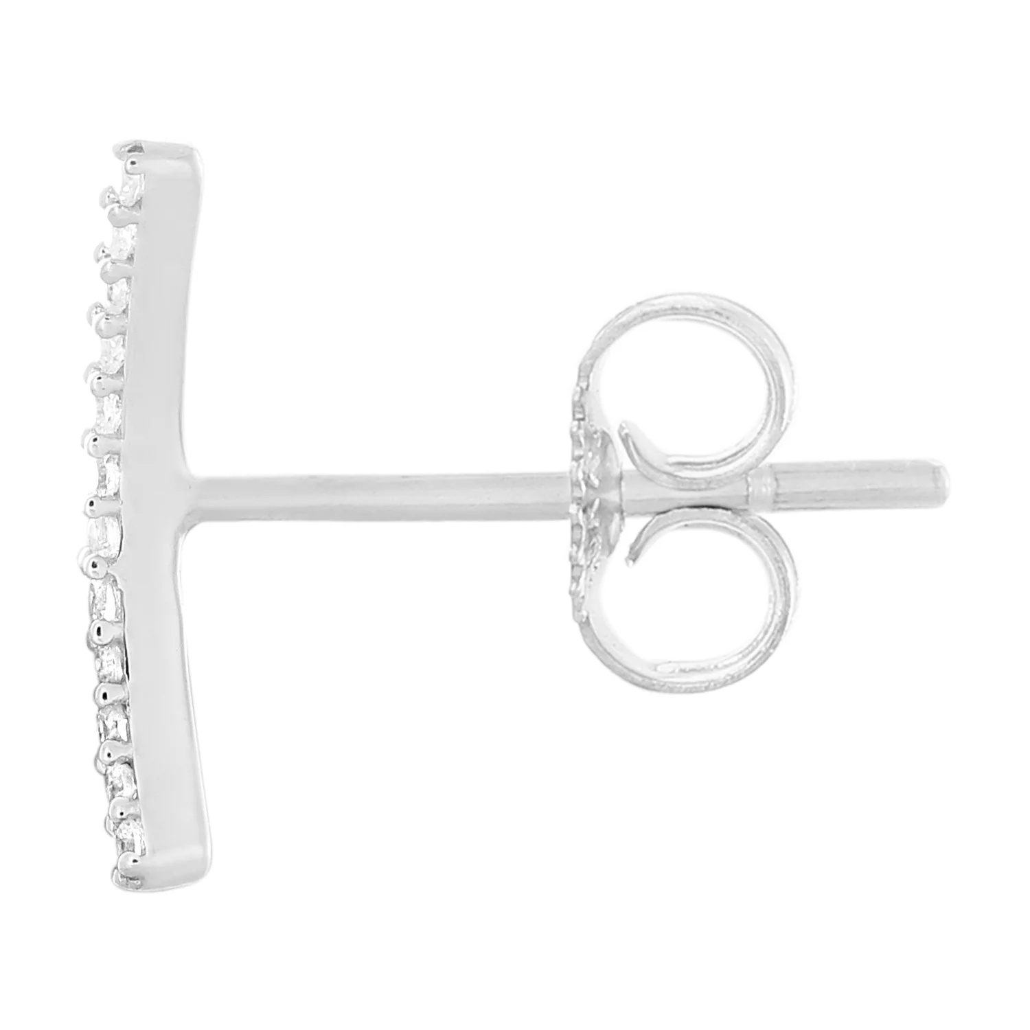 9ct White Gold 0.05 Carat Diamond Ear Climbers Stud Earrings - Image 3